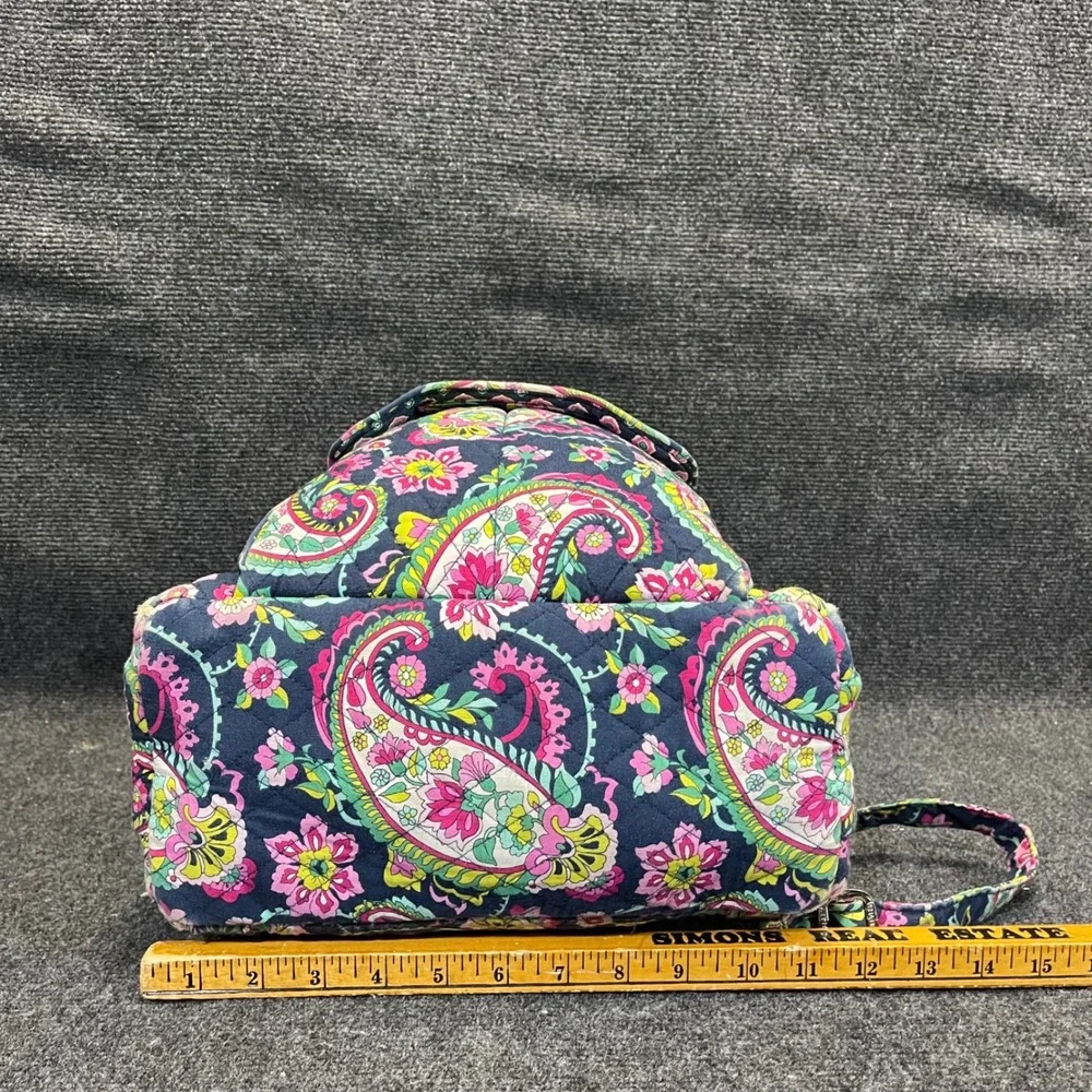 Vera Bradley Petal Paisley Print Travel Bag Womens Large Quilted Campus Backpack